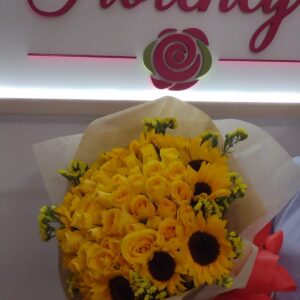 BOUQUET GRANDE GIRASOLES Y ROSAS  FFRB-044